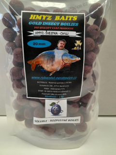 Soluble - rozpustné boilie - Hmyz/Švestka/Chilli - 20mm - 1kg